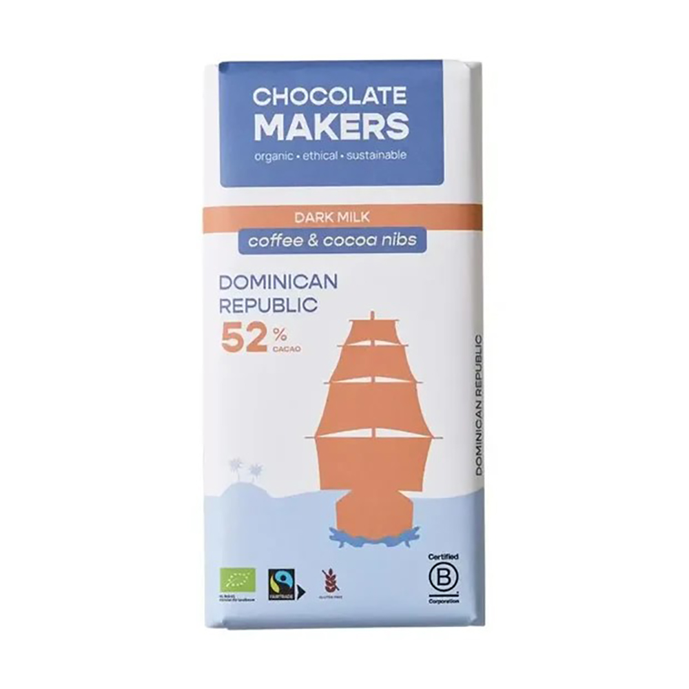 Chocolatemakers 52% Melkchocolade met koffie & cacaonibs