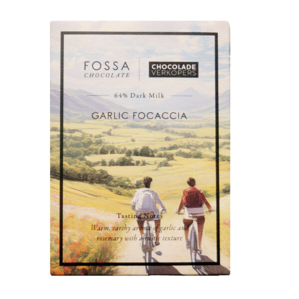 garlic focaccia fossa chocolade met fietsers afgebeeld jubileum chocoladeverkopers